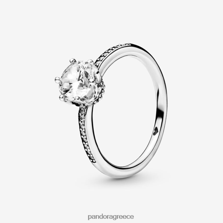ασήμι στερλίνα αξεσουάρ Pandora διαφανές αφρώδη στεφάνι πασιέντζα δαχτυλίδι 4JZJZH500