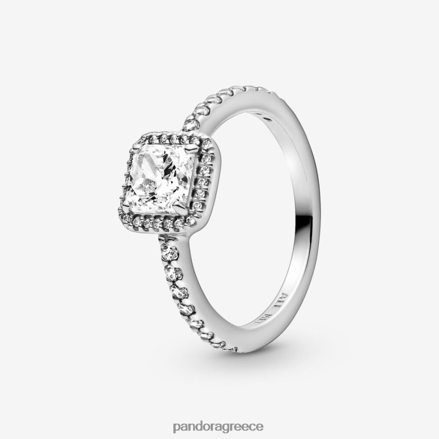 ασήμι στερλίνα αξεσουάρ Pandora τετράγωνο δαχτυλίδι φωτοστέφανο με λάμψη 4JZJZH509