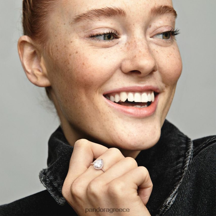 ροζ επιχρυσωμένο αξεσουάρ Pandora αστραφτερό δαχτυλίδι φωτοστέφανο 4JZJZH521