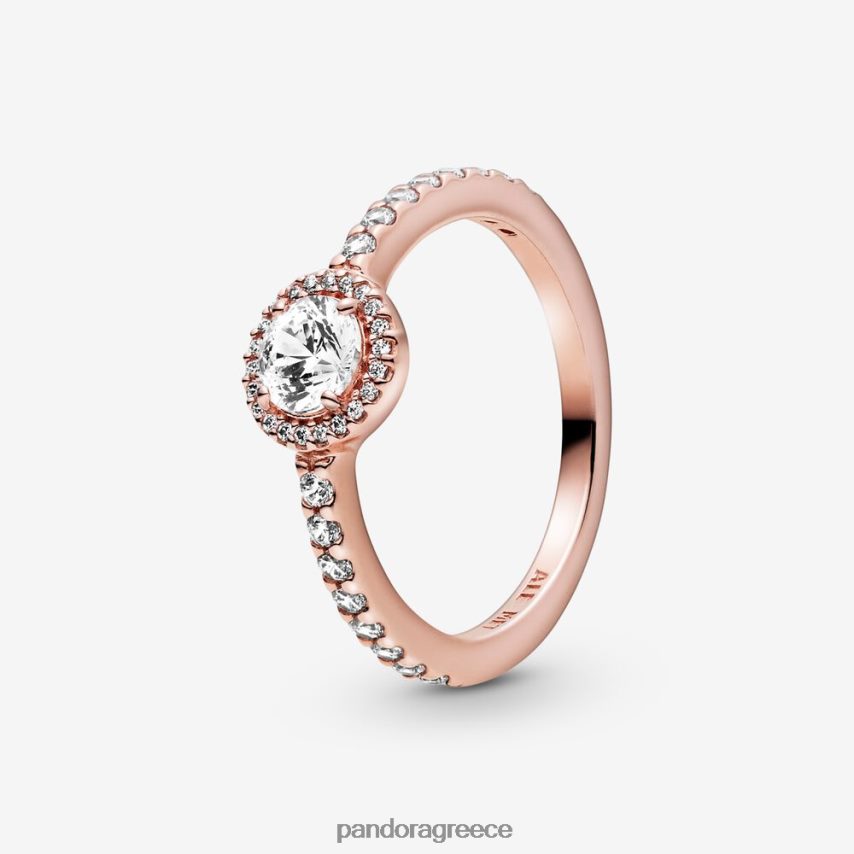ροζ επιχρυσωμένο αξεσουάρ Pandora κλασικό δαχτυλίδι φωτοστέφανο με λάμψη 4JZJZH546