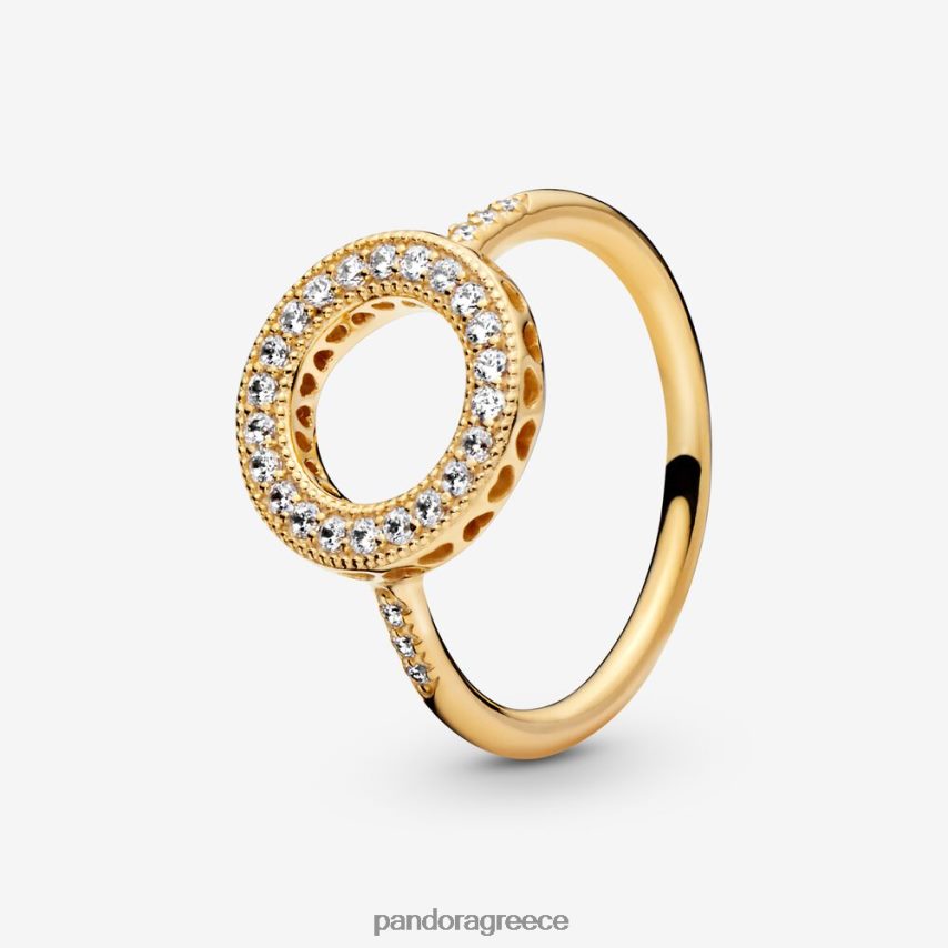 επίχρυσο αξεσουάρ Pandora αστραφτερό δαχτυλίδι φωτοστέφανου 4JZJZH697