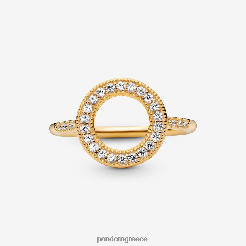 επίχρυσο αξεσουάρ Pandora αστραφτερό δαχτυλίδι φωτοστέφανου 4JZJZH697
