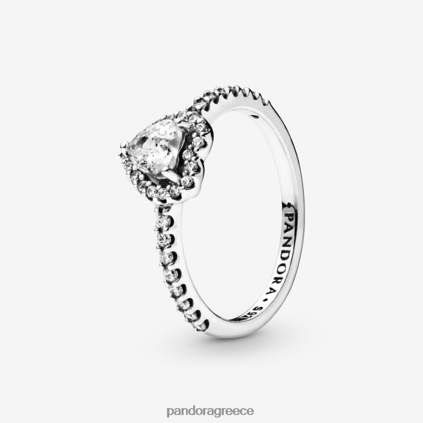 ασήμι στερλίνα αξεσουάρ Pandora υπερυψωμένο δαχτυλίδι καρδιάς 4JZJZH487