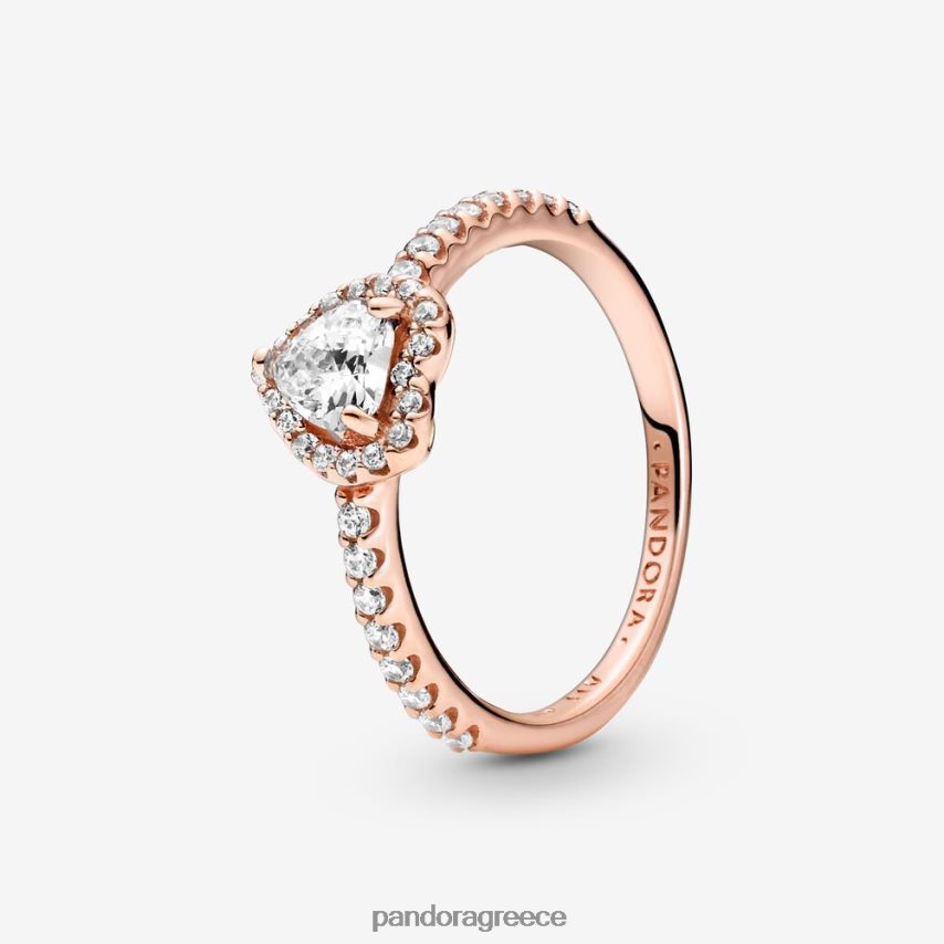 ροζ επιχρυσωμένο αξεσουάρ Pandora αστραφτερό υπερυψωμένο δαχτυλίδι καρδιάς 4JZJZH488