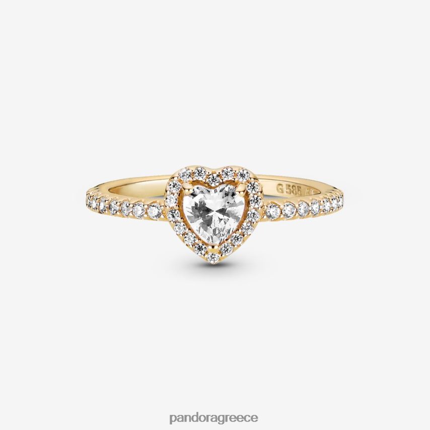 χρυσός αξεσουάρ Pandora υπερυψωμένο δαχτυλίδι καρδιάς 4JZJZH489
