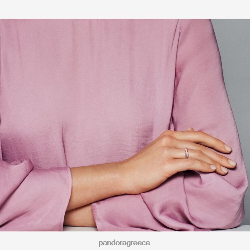 ροζ επιχρυσωμένο αξεσουάρ Pandora αστραφτερές στριμμένες γραμμές κουδουνίζουν 4JZJZH531