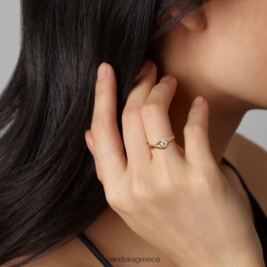 χρυσός αξεσουάρ Pandora Δαχτυλίδι με διαμάντι 0,25 ct tw, κατασκευασμένο από το εργαστήριο brilliance 4JZJZH505