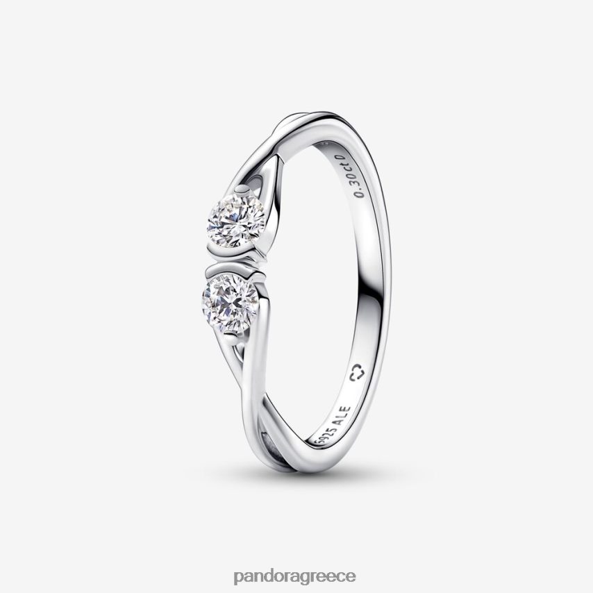 ασήμι στερλίνα αξεσουάρ Pandora Δαχτυλίδι με διαμάντι διπλής όψης brilliance εργαστηριακό 0,30 ct tw 4JZJZH536