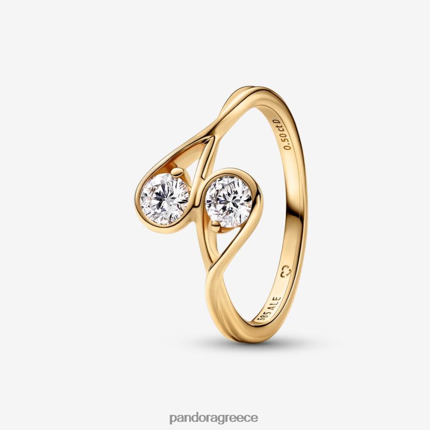 χρυσός αξεσουάρ Pandora brilliance διπλό εργαστηριακό δαχτυλίδι διαμάντι 0,50 ct tw 4JZJZH542