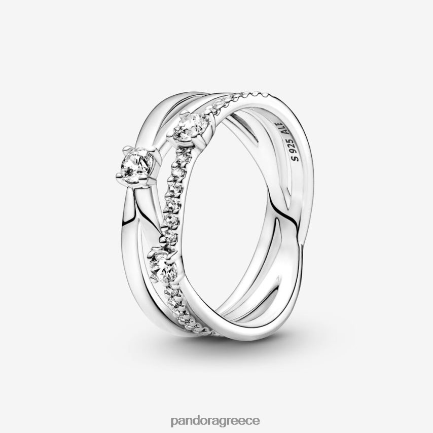 ασήμι στερλίνα αξεσουάρ Pandora αστραφτερό τριπλό δαχτυλίδι 4JZJZH661