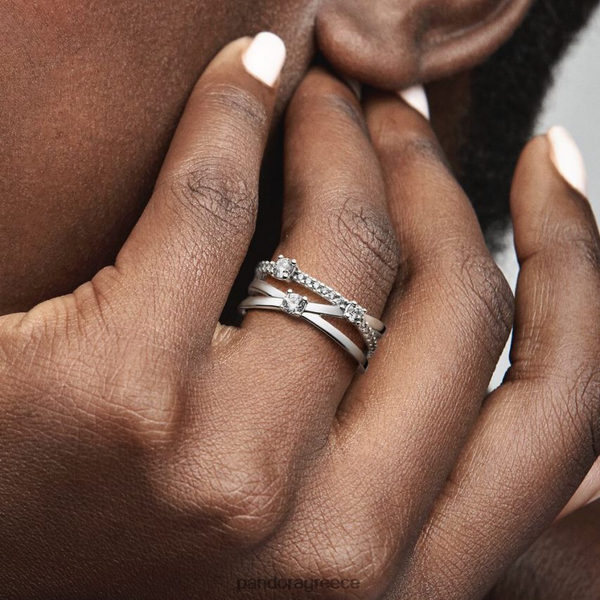 ασήμι στερλίνα αξεσουάρ Pandora αστραφτερό τριπλό δαχτυλίδι 4JZJZH661