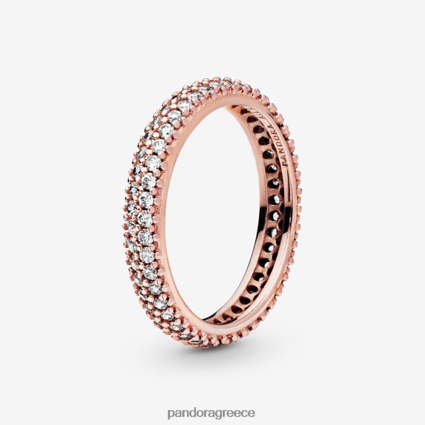 ροζ επιχρυσωμένο αξεσουάρ Pandora κομψό δαχτυλίδι paveband 4JZJZH420