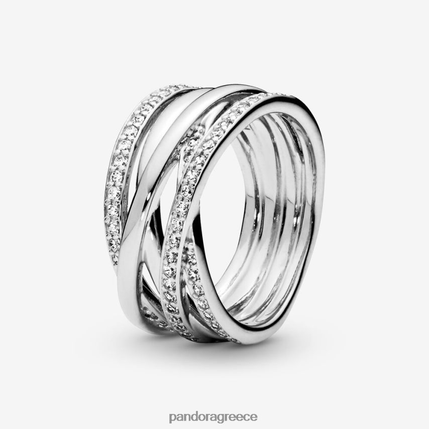 ασήμι στερλίνα αξεσουάρ Pandora αστραφτερές & γυαλισμένες γραμμές δακτυλίου 4JZJZH648