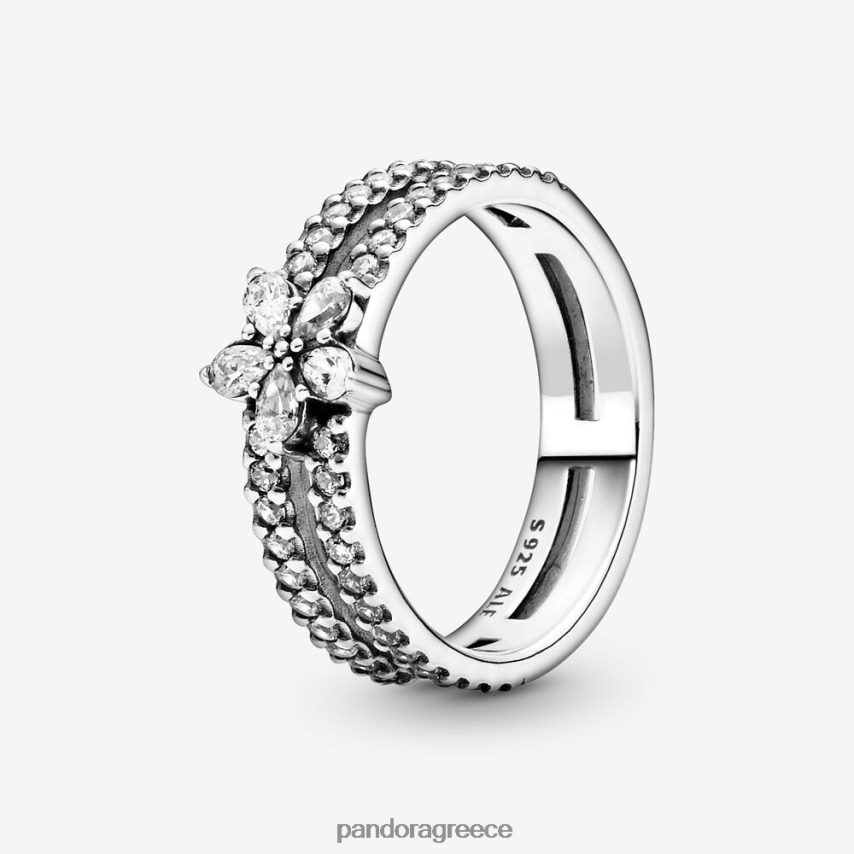 ασήμι στερλίνα αξεσουάρ Pandora αφρώδης νιφάδα χιονιού διπλό δαχτυλίδι 4JZJZH692