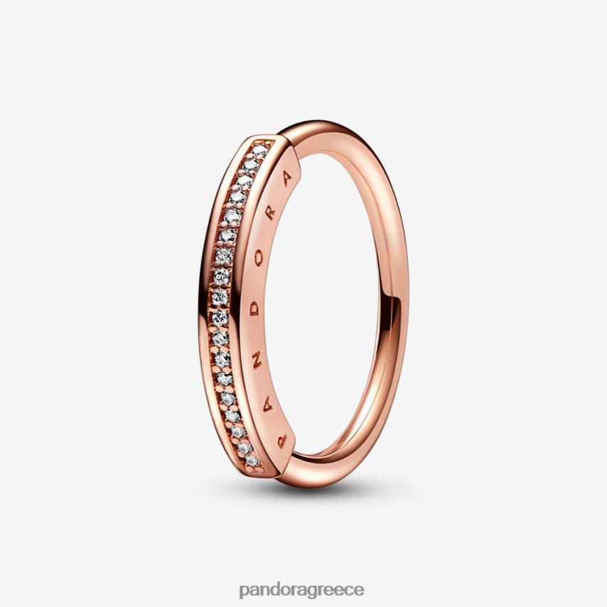ροζ επιχρυσωμένο αξεσουάρ Pandora υπογραφή i-d pave δαχτυλίδι 4JZJZH587