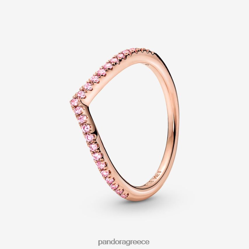 ροζ επιχρυσωμένο αξεσουάρ Pandora διαχρονικό λαμπερό ροζ δαχτυλίδι ευχής 4JZJZH592