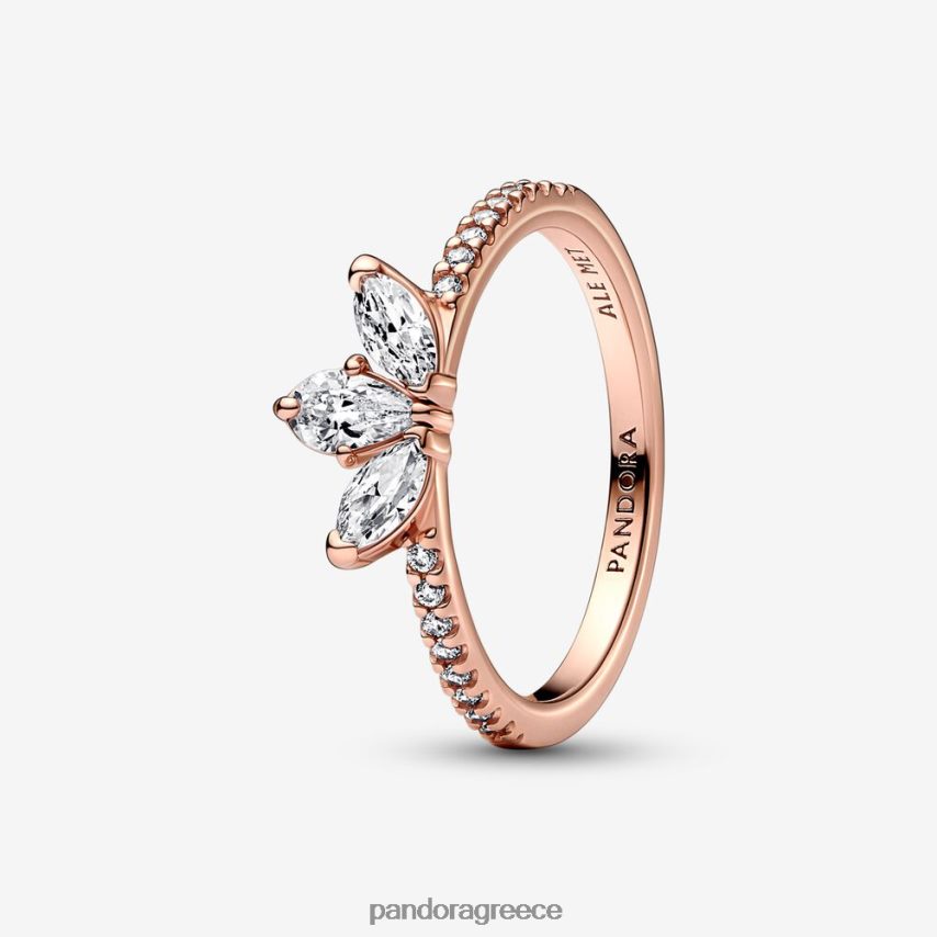 ροζ επιχρυσωμένο αξεσουάρ Pandora αστραφτερό δαχτυλίδι συστάδας βοτάνων 4JZJZH603