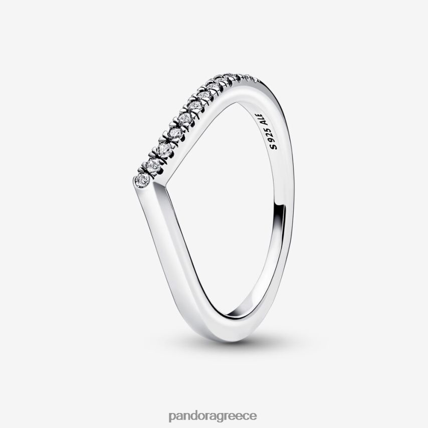 ασήμι στερλίνα αξεσουάρ Pandora διαχρονικό μισό αστραφτερό δαχτυλίδι ευχής 4JZJZH604