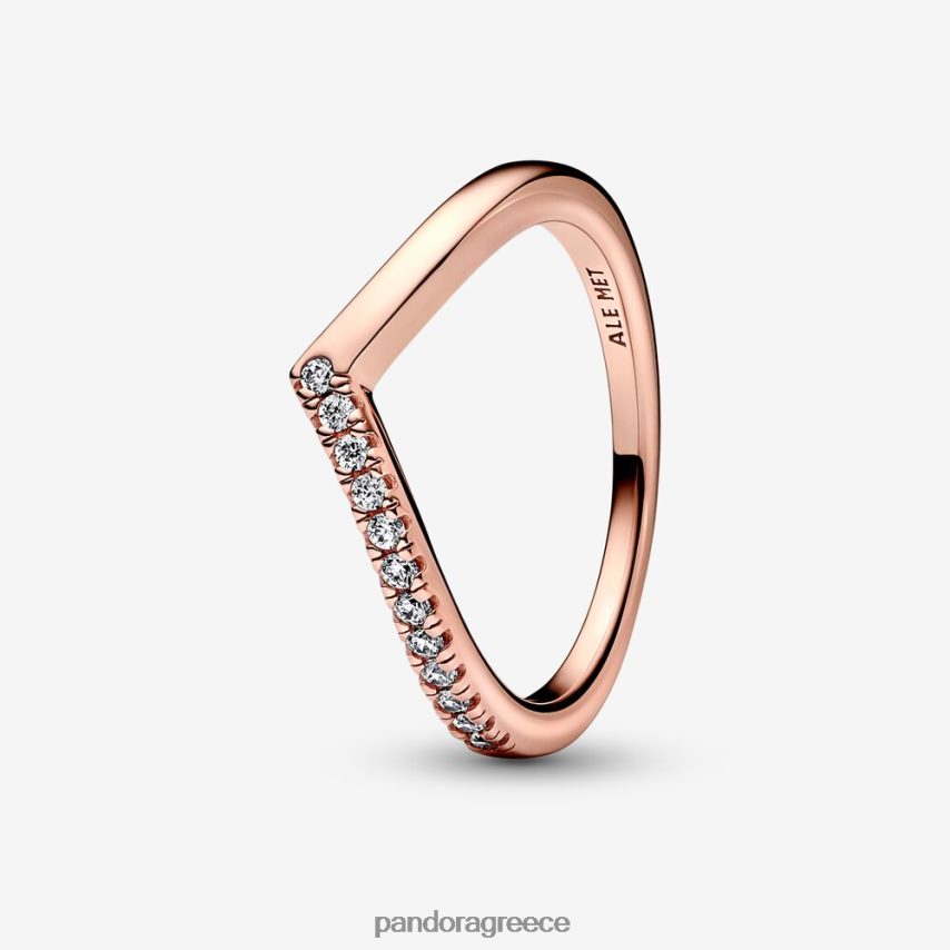 ροζ επιχρυσωμένο αξεσουάρ Pandora διαχρονικό μισό αστραφτερό δαχτυλίδι ευχής 4JZJZH605