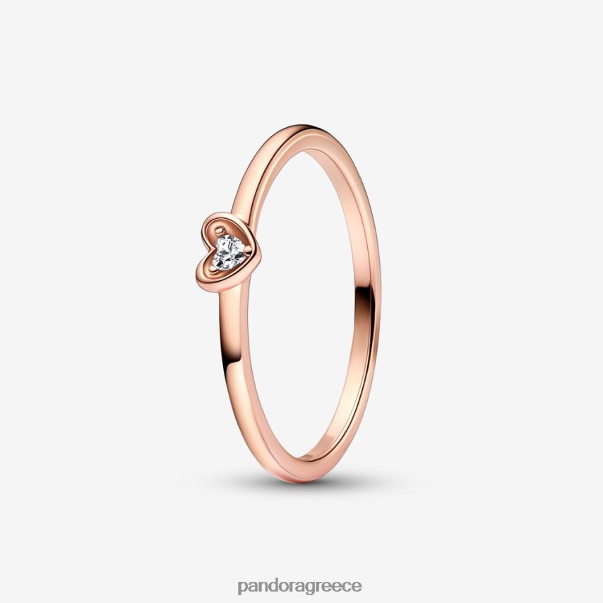 ροζ επιχρυσωμένο αξεσουάρ Pandora λαμπερό δαχτυλίδι καρδιάς 4JZJZH608