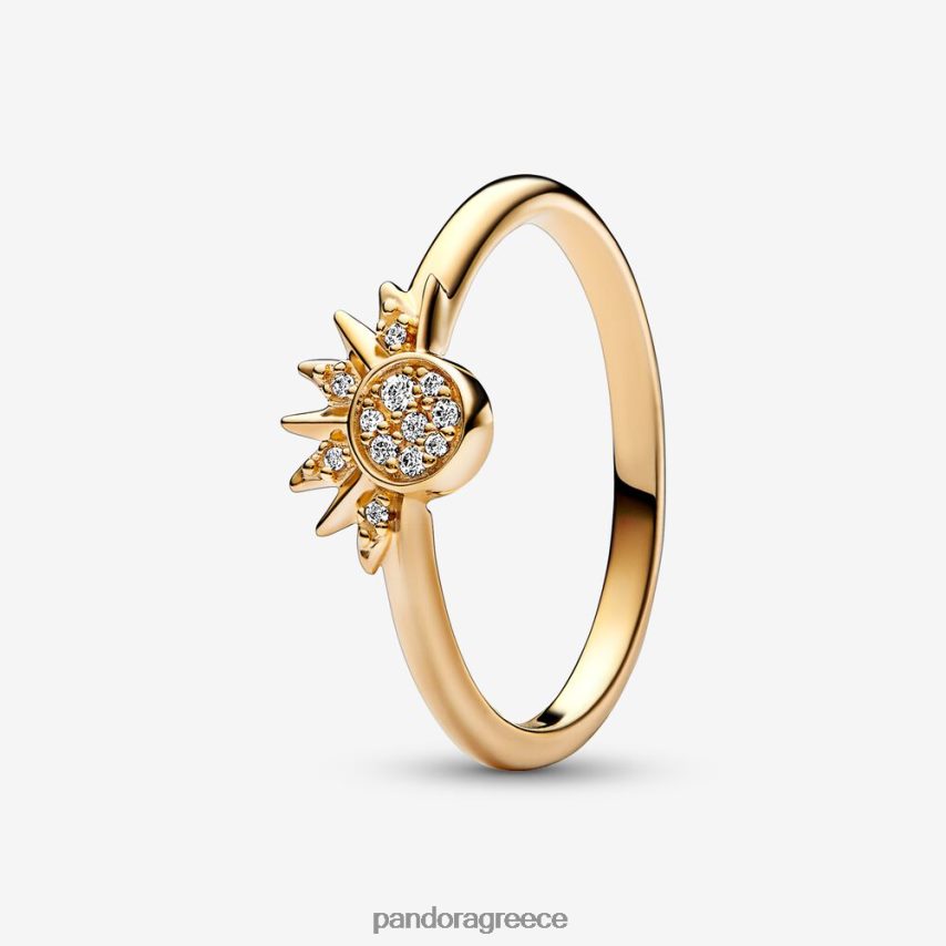 επίχρυσο αξεσουάρ Pandora ουράνιο αστραφτερό δαχτυλίδι ήλιου 4JZJZH641