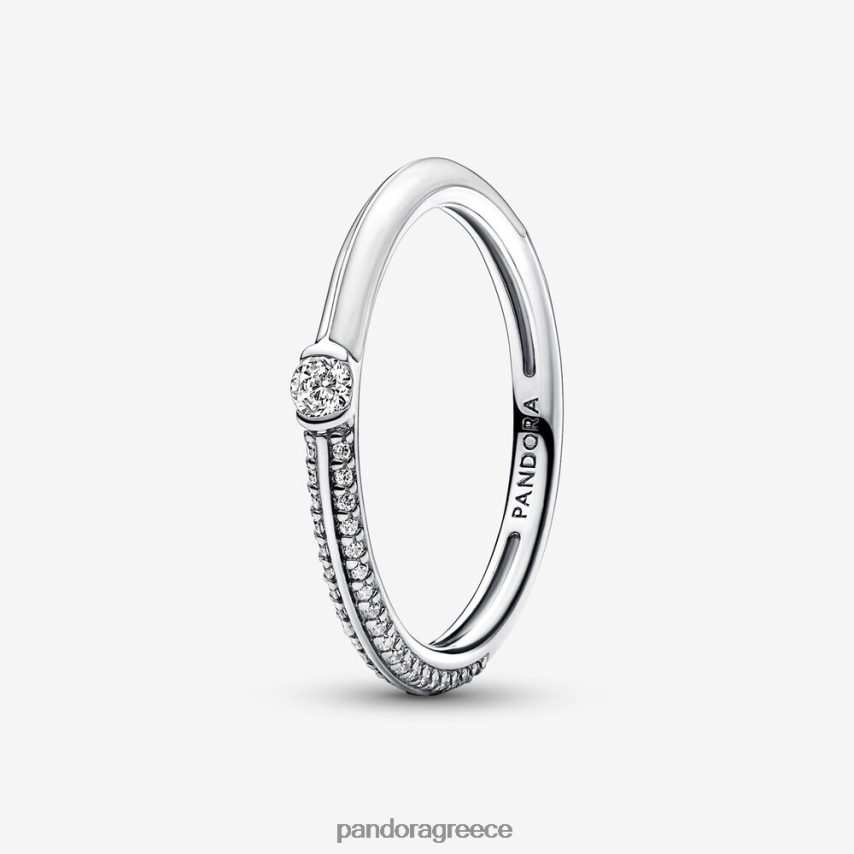 ασημί/λευκό αξεσουάρ Pandora me pave & dual ring 4JZJZH574