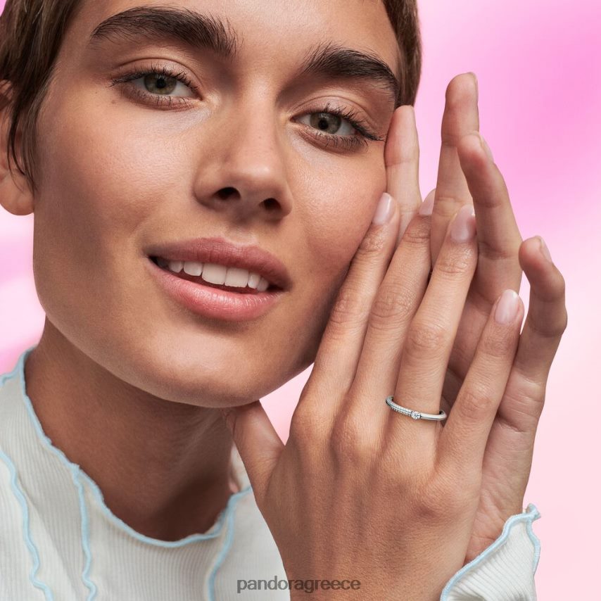 ασημί/λευκό αξεσουάρ Pandora me pave & dual ring 4JZJZH574