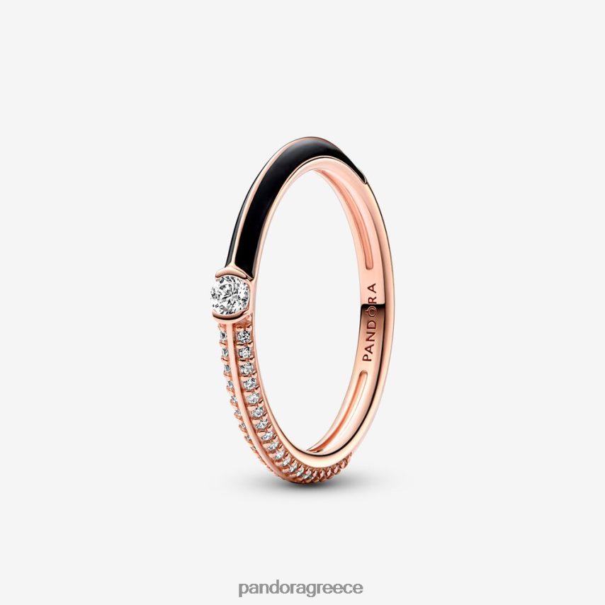 ροζ επιχρυσωμένο/μαύρο αξεσουάρ Pandora me pave & dual ring 4JZJZH620