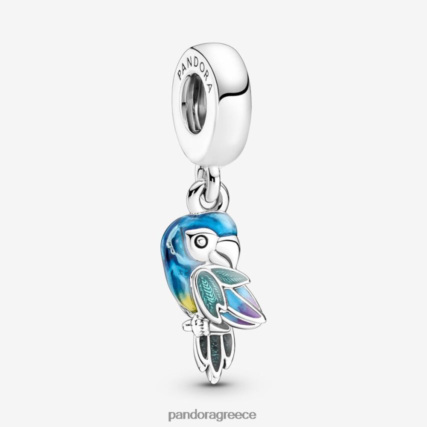 ασήμι στερλίνα αξεσουάρ Pandora ζούγκλα παράδεισος παπαγάλος κουνιέμαι γούρι 4JZJZH124