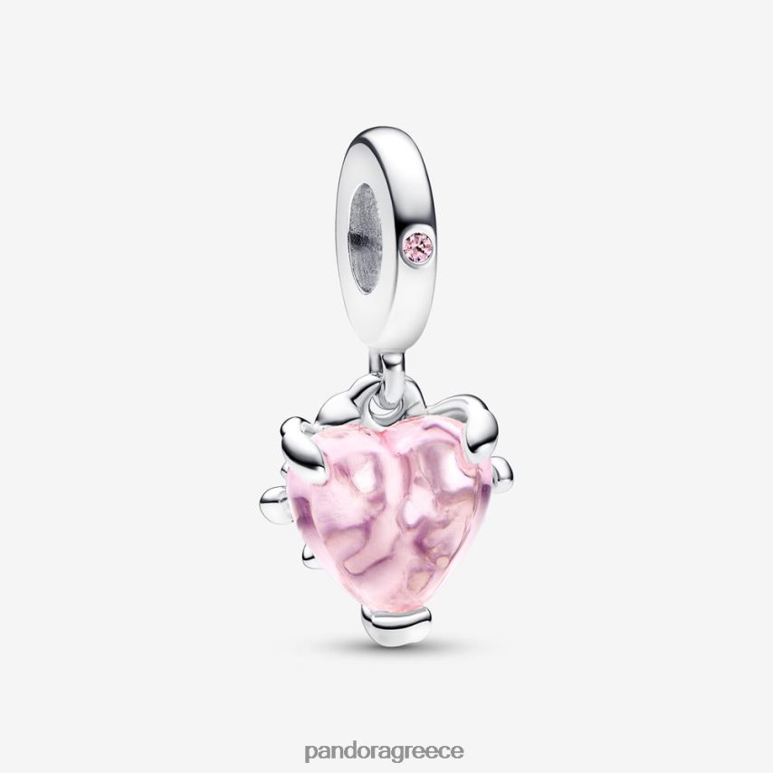 ασήμι στερλίνα αξεσουάρ Pandora ροζ οικογενειακό δέντρο & γούρι με κρέμεται καρδιά 4JZJZH171