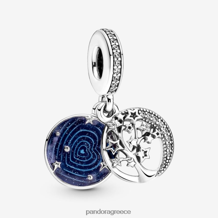 ασήμι στερλίνα αξεσουάρ Pandora γούρι με διπλό δέντρο και γαλαξία 4JZJZH186