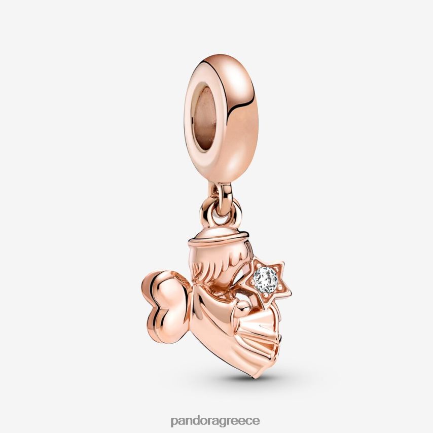 ροζ επιχρυσωμένο αξεσουάρ Pandora καρδιά φτερωτό άγγελος κουνιέμαι γοητεία 4JZJZH202