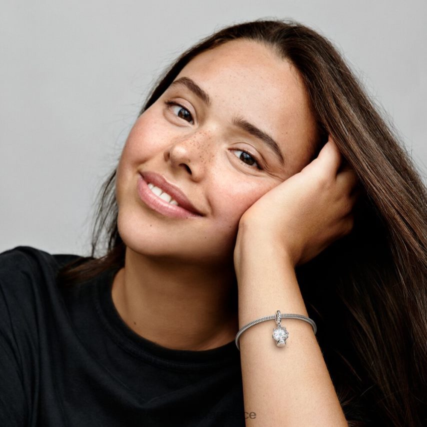 ασήμι στερλίνα αξεσουάρ Pandora χιονονιφάδα χιονιού σφαίρα κουνιέμαι γοητεία 4JZJZH238