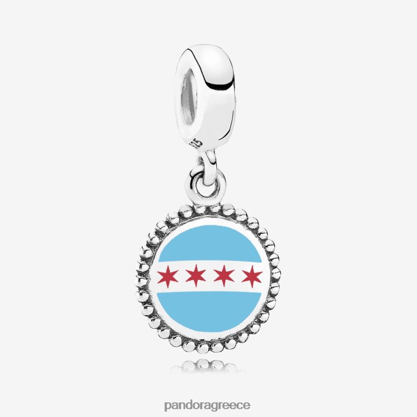 ασήμι στερλίνα αξεσουάρ Pandora γούρι κουνιέται η σημαία του Σικάγο 4JZJZH267