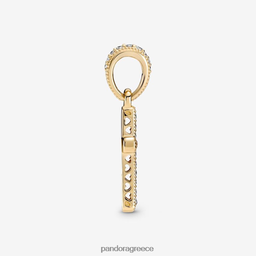 χρυσός αξεσουάρ Pandora αστραφτερό κρεμαστό σταυρό 4JZJZH811