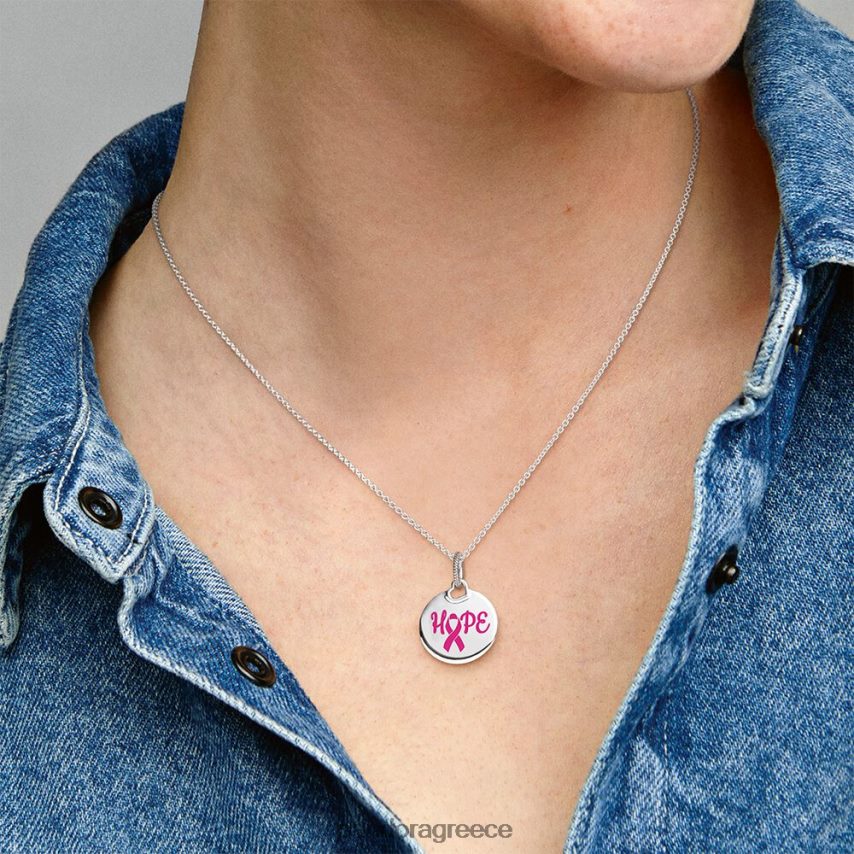 τυπικό χρώμα αξεσουάρ Pandora ελπίδα ροζ κορδέλα μενταγιόν 4JZJZH817