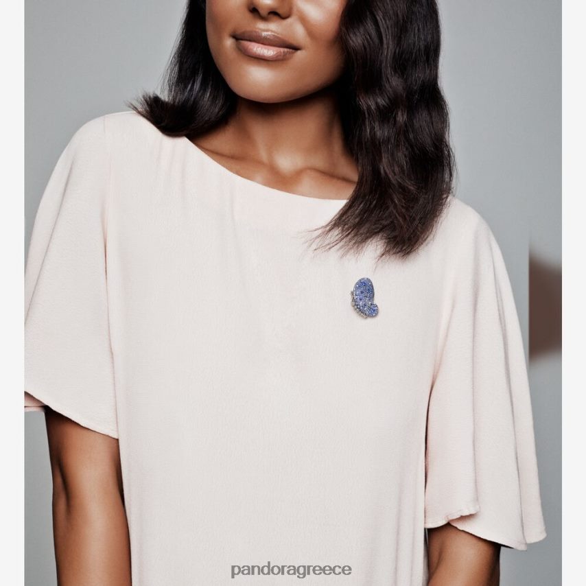 ασημί/μπλε αξεσουάρ Pandora καρφίτσα πλακόστρωτης πεταλούδας 4JZJZH819