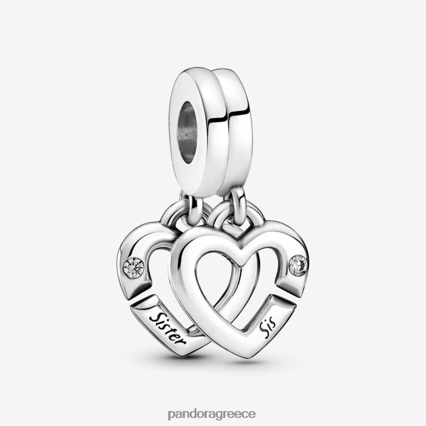 ασήμι στερλίνα αξεσουάρ Pandora συνδεδεμένες αδερφές καρδιές μοιράζονται κρέμονται γοητεία 4JZJZH82