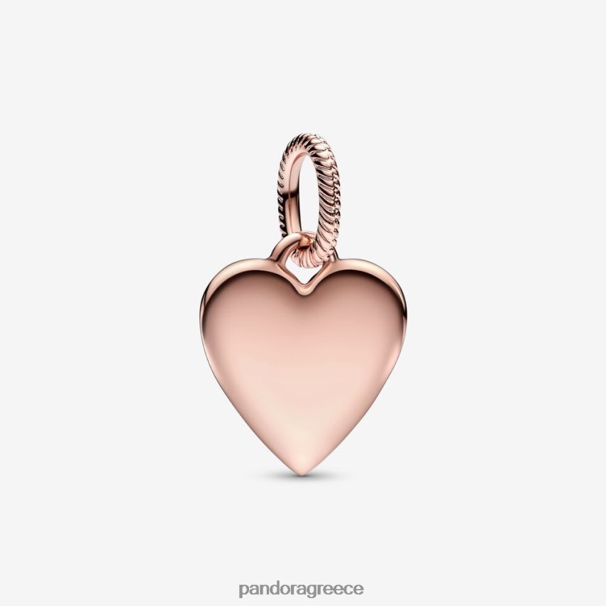 ροζ επιχρυσωμένο αξεσουάρ Pandora Χαρακτικό μενταγιόν καρτέλας καρδιάς 4JZJZH823