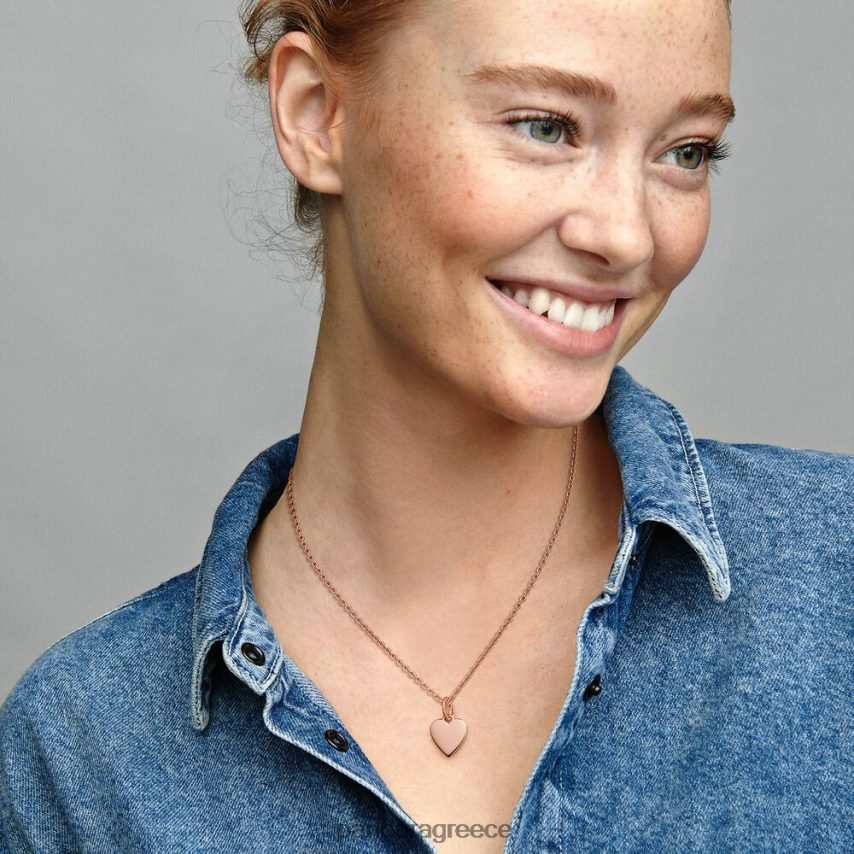 ροζ επιχρυσωμένο αξεσουάρ Pandora Χαρακτικό μενταγιόν καρτέλας καρδιάς 4JZJZH823