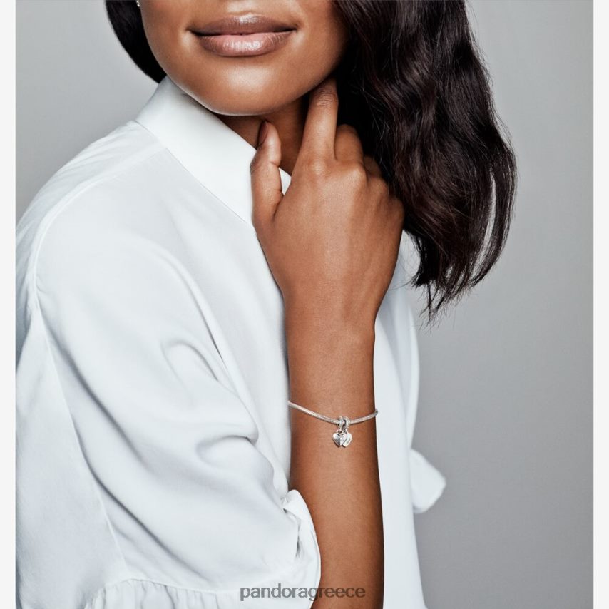 ασήμι στερλίνα αξεσουάρ Pandora Η θεία και η ανιψιά με σπαστό γούρι καρδιάς 4JZJZH95