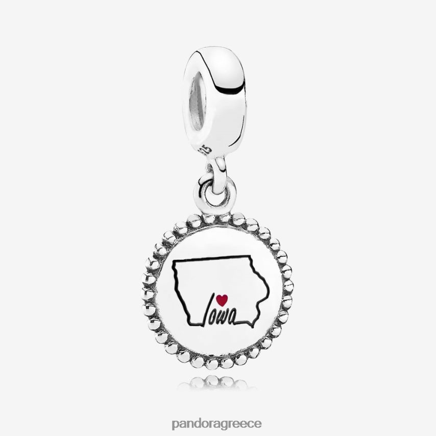 ασήμι στερλίνα αξεσουάρ Pandora Γούρι κρεμαστό καρδιάς πολιτείας iowa, ανάμεικτο σμάλτο 4JZJZH293