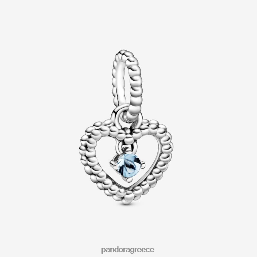 ασημί/μπλε αξεσουάρ Pandora march aqua beaded heart dangle charm 4JZJZH135
