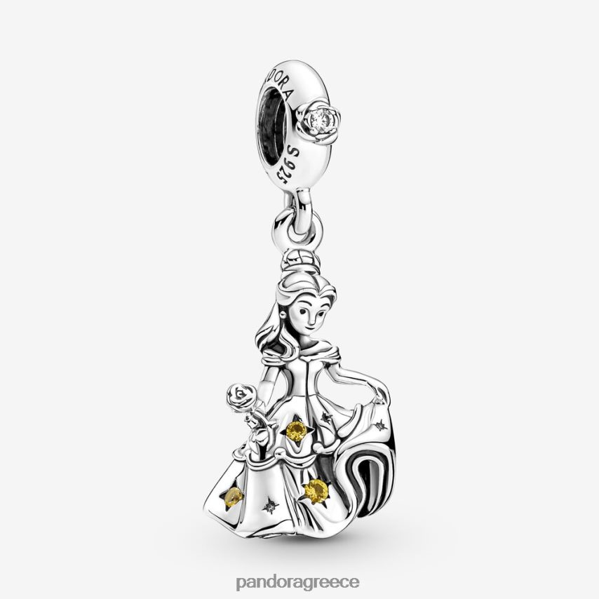 ασήμι στερλίνα αξεσουάρ Pandora γούρι της ομορφιάς της Ντίσνεϋ και του θηρίου που χορεύει μπελ ντανγκλ 4JZJZH177