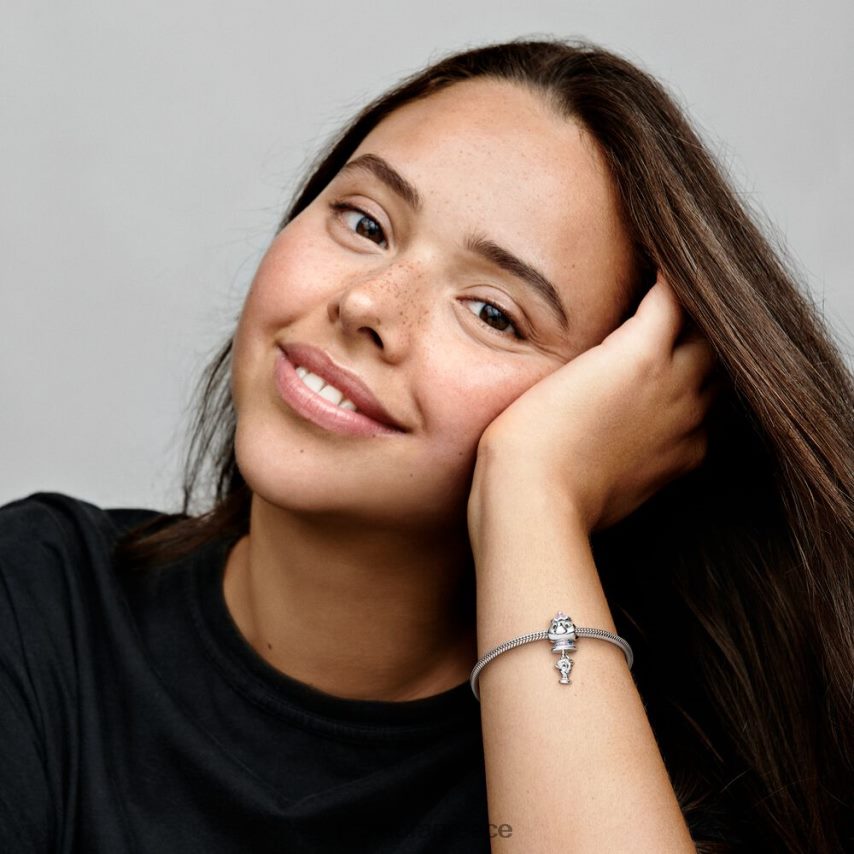 ασήμι στερλίνα αξεσουάρ Pandora η καλλονή της Disney και το θηρίο κα. γούρι με γλάστρες και τσιπς 4JZJZH181