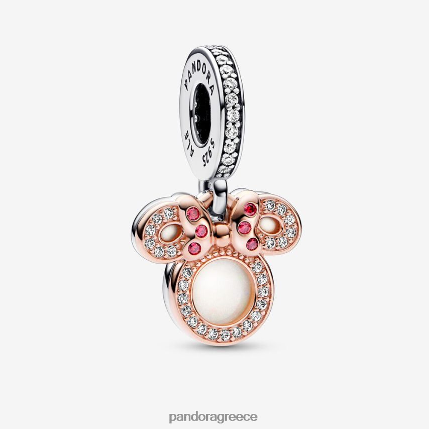 διχρωμία αξεσουάρ Pandora Disney Minnie ποντίκι σιλουέτα διπλό γούρι κουνιέμαι 4JZJZH138