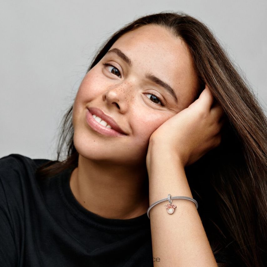 διχρωμία αξεσουάρ Pandora Disney Minnie ποντίκι σιλουέτα διπλό γούρι κουνιέμαι 4JZJZH138