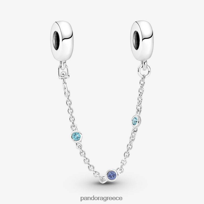 ασημί/μπλε αξεσουάρ Pandora αλυσίδα ασφαλείας τριπλής πέτρας 4JZJZH329