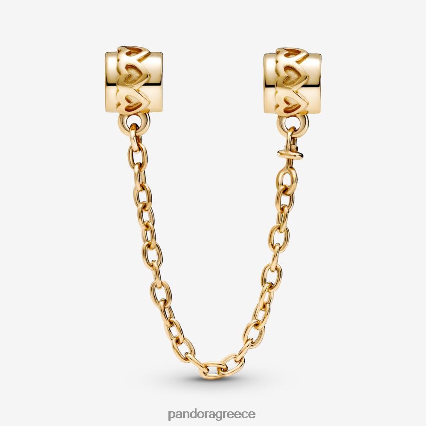 χρυσός αξεσουάρ Pandora καρδιές γούρι αλυσίδα ασφαλείας 4JZJZH332