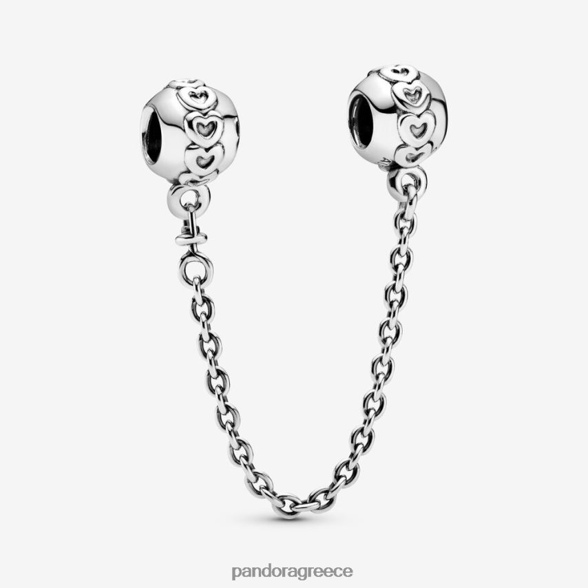 ασήμι στερλίνα αξεσουάρ Pandora band of hearts γούρι αλυσίδα ασφαλείας 4JZJZH320